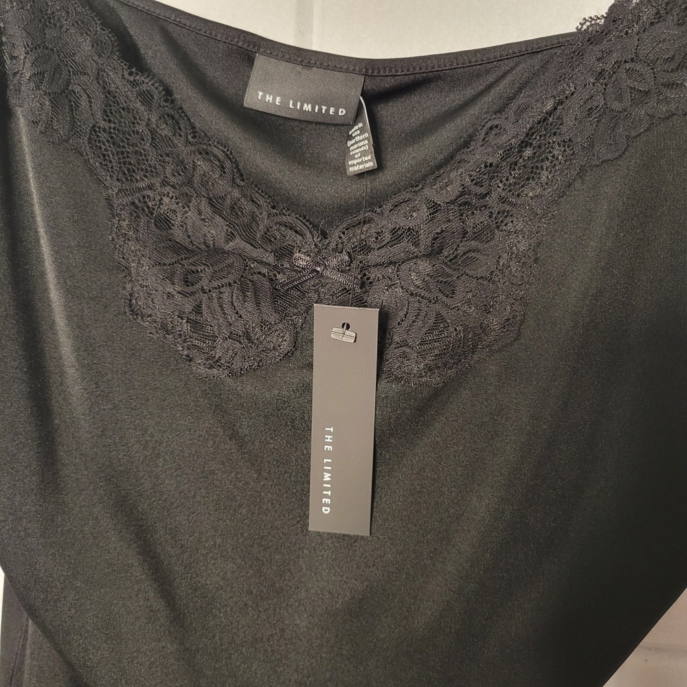 Vintage Y2K The Limited Camisole XL Black Lace Trim Shelf Bra NWT - Picture 7 of 14
